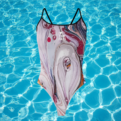 Black, Pink, Purple Love The Pain One Piece Swimsuit Women Swimwear Bather Training Squad Pool