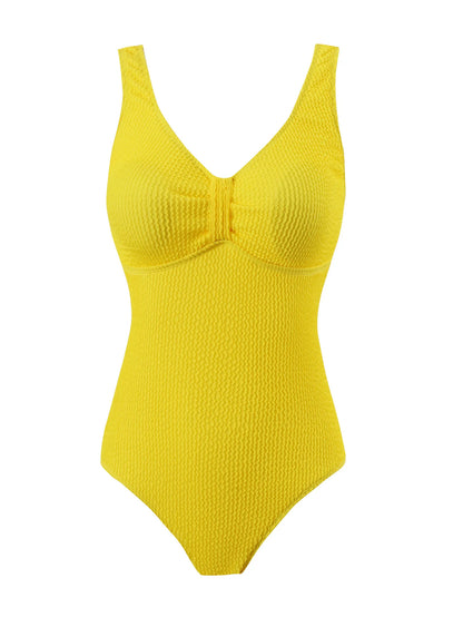 Scoop Neck One Piece Swimsuit Woman Backless Bodysuit Crinkle Swimwear Beach Wear Blue Bathing Suits Ladies Holiday Summer