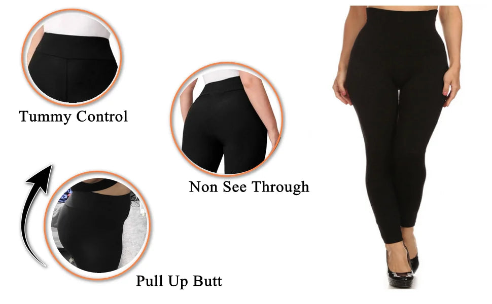 Fleece Lined Plus Size Leggings Thick  for Women - Stretchy & Thick Warm & Comfy - Full Length - Buttery Smooth Soft