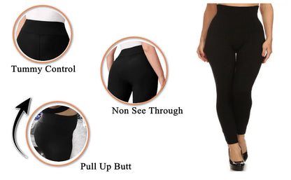 Fleece Lined Plus Size Leggings Thick  for Women - Stretchy & Thick Warm & Comfy - Full Length - Buttery Smooth Soft