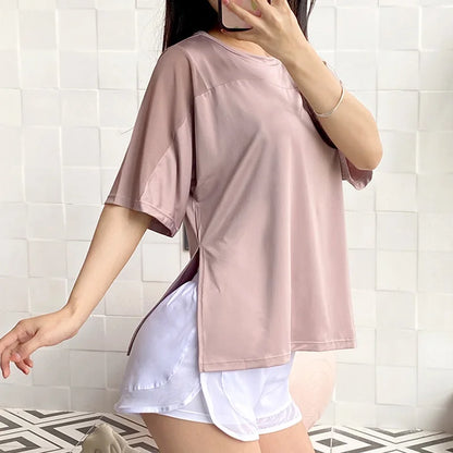 Plus Size Sports Shirt for Lady Women S-XXXXXL Crop Top Yoga T-Shirts Gym Workout Cover-up Short Sleeve Shirts