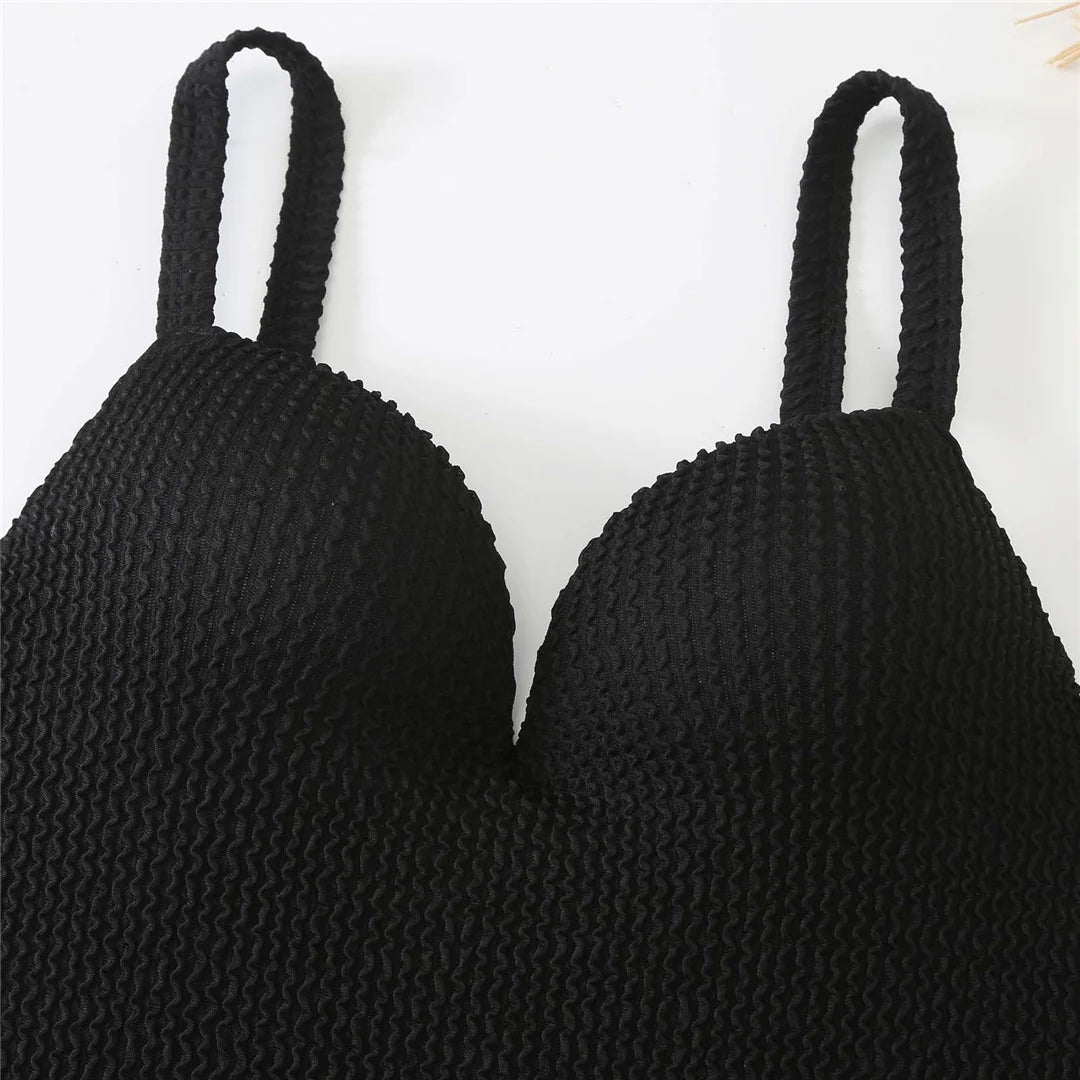 S - XL Ribbed Push Up Swimsuit Female Swimwear Women One Piece With Bra Cup Bather Bathing Suit Swim
