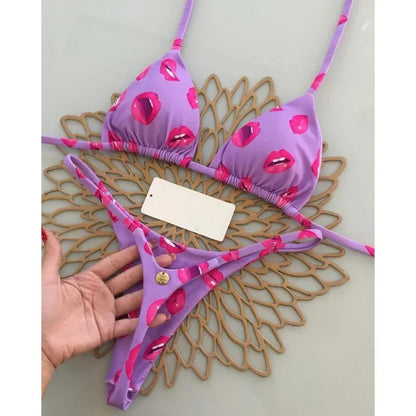 Swimwear Women Leopard Printed Bikini Set Striped Beachwear Summer Swimsuit Two-pieces Thong Bathing Suit Biquinis