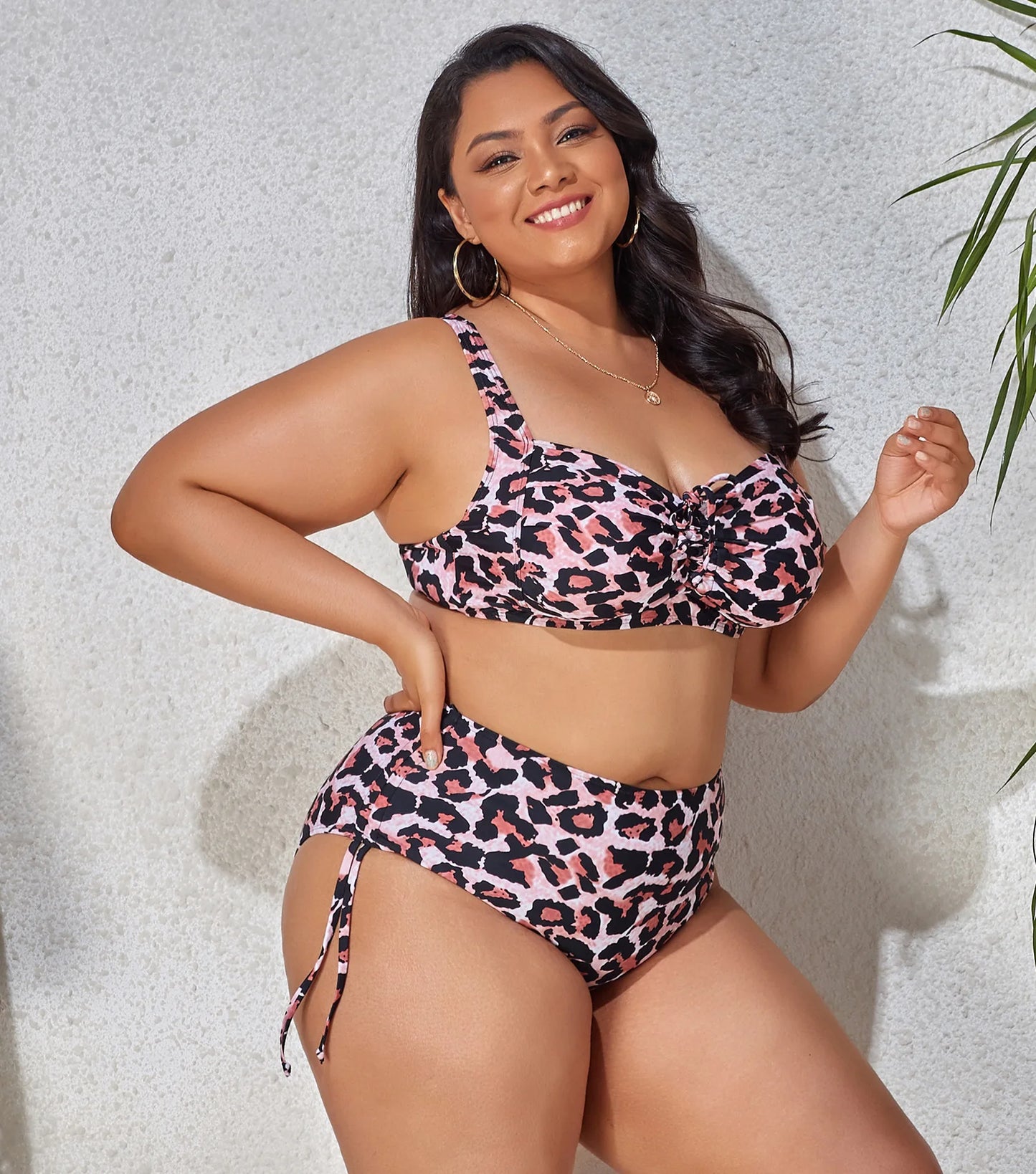 High Waist Leopard Bikini Set Plus Size Swimwear for Women Swimsuit Beachwear Bathing Suit Thong