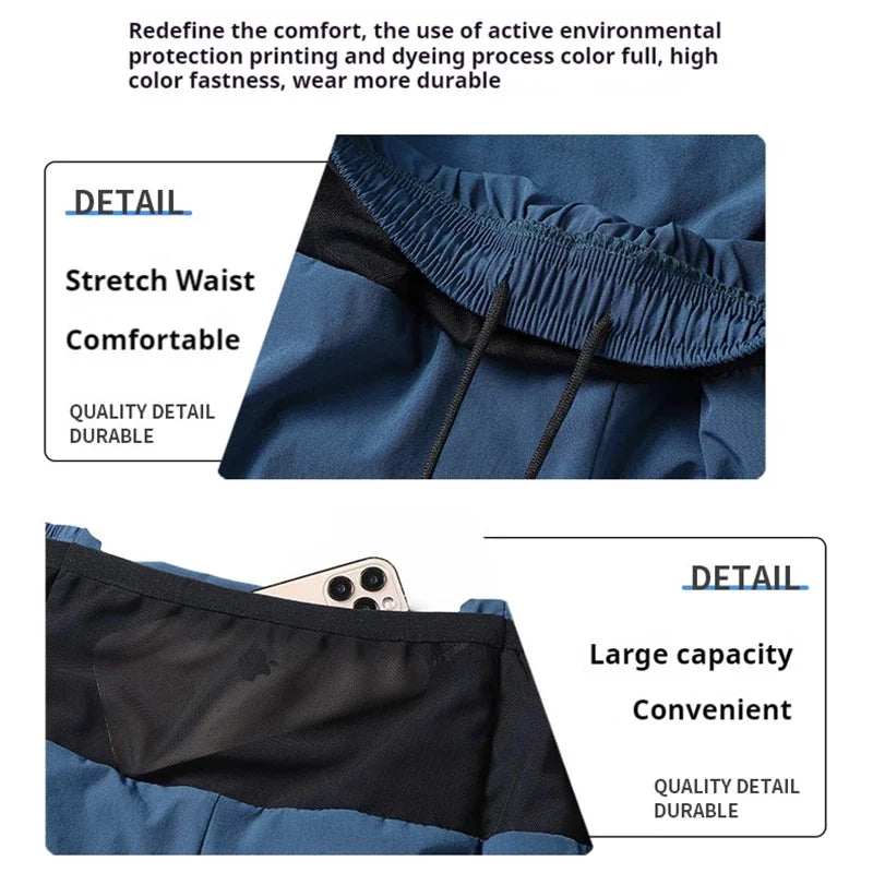 (S-5XL)Quick Dry Single Layer Marathon Trail Running Shorts with Mesh Net Waist Pouch for Fitness Workout Sport Shorts Men Teens