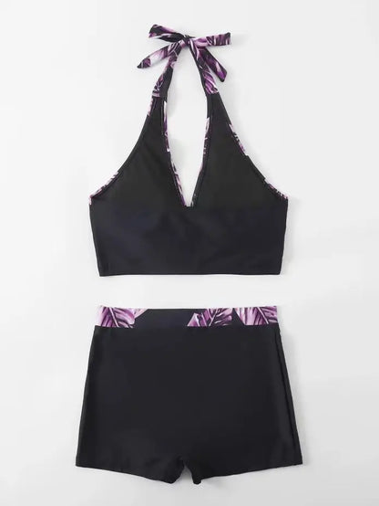 Push Up Bikinis Set Swimwear Women Leaf Print Swimsuit Summer Beach Wear Tankini Bathing Suit