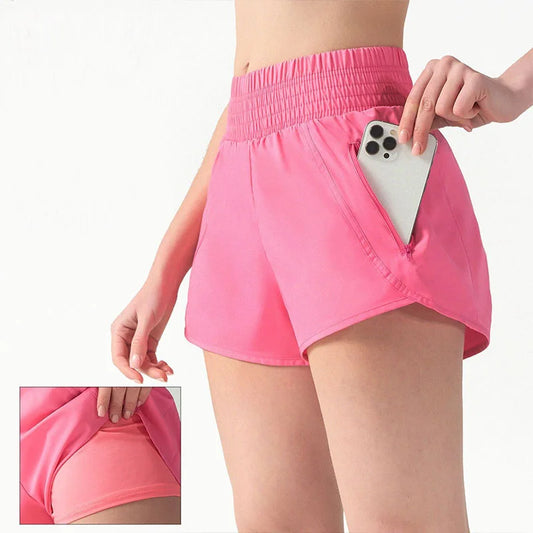 Zipper Pockets Running Shorts Women Running Shorts Tummy Control 3 Inch Quick Dry Athletic Workout Sport Shorts 2 in 1