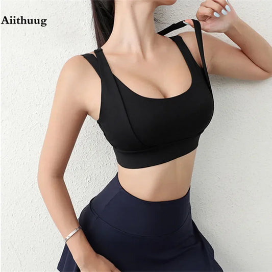 Aiithuug Bounce Control Bra Sports Bras Push Up Women Yoga Bras Push Up Sports Bras Fitness Crop Tops Gym Workout Active Wear