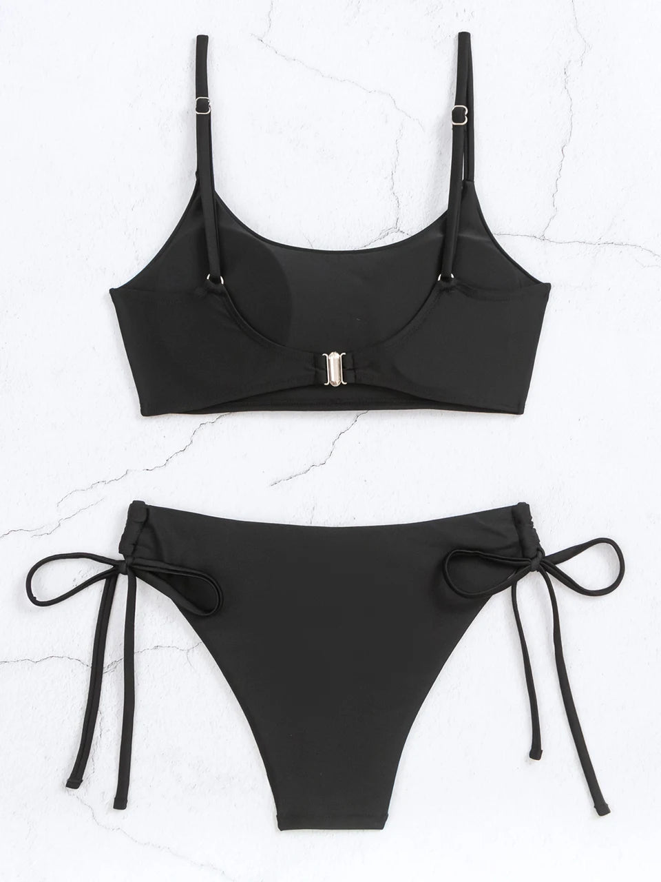 Bikini Women String Trikini Set Thong Swimwear Lace Up Side Solid Swimsuit Female Bathing Suit Swimming Summer