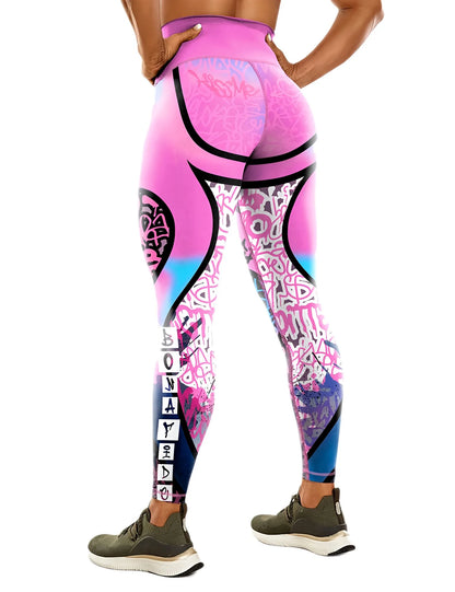 Women's 50-color high-waist printed yoga pants, hip-lifting tight quick-drying sports yoga pants