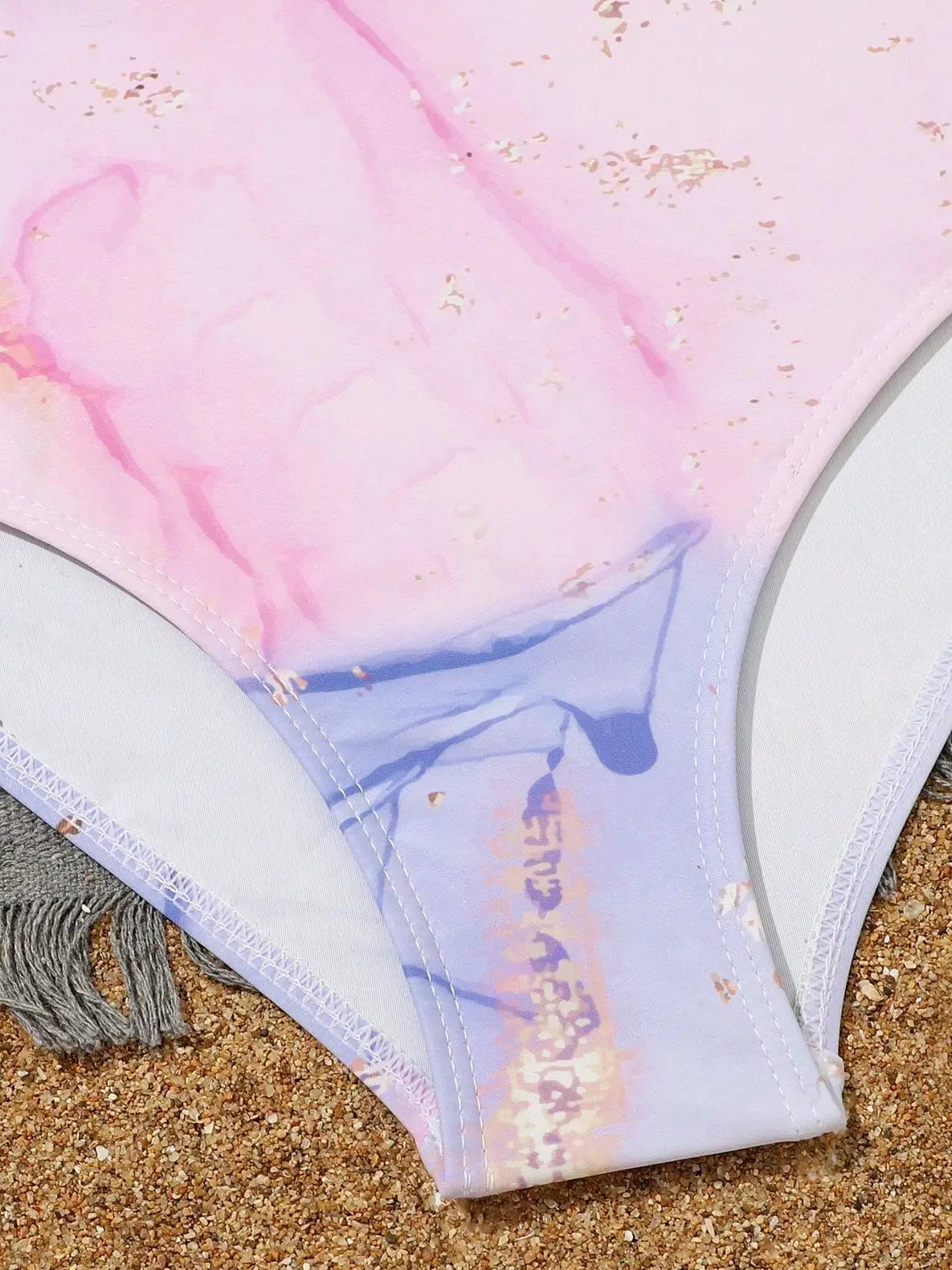 Pink Purple Tie Dye Teenage Girls One Piece Swimsuit 7-12 Year Kids Swim Suit Cut Out Children's Swimwear 2024 Bathing Suits