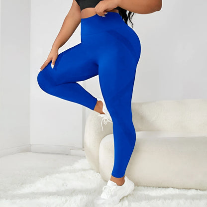 Plus Size Four-Way Stretch Hip-Covering High-Elastic Yoga Fitness Women's High-Waisted Line Seamless Pants