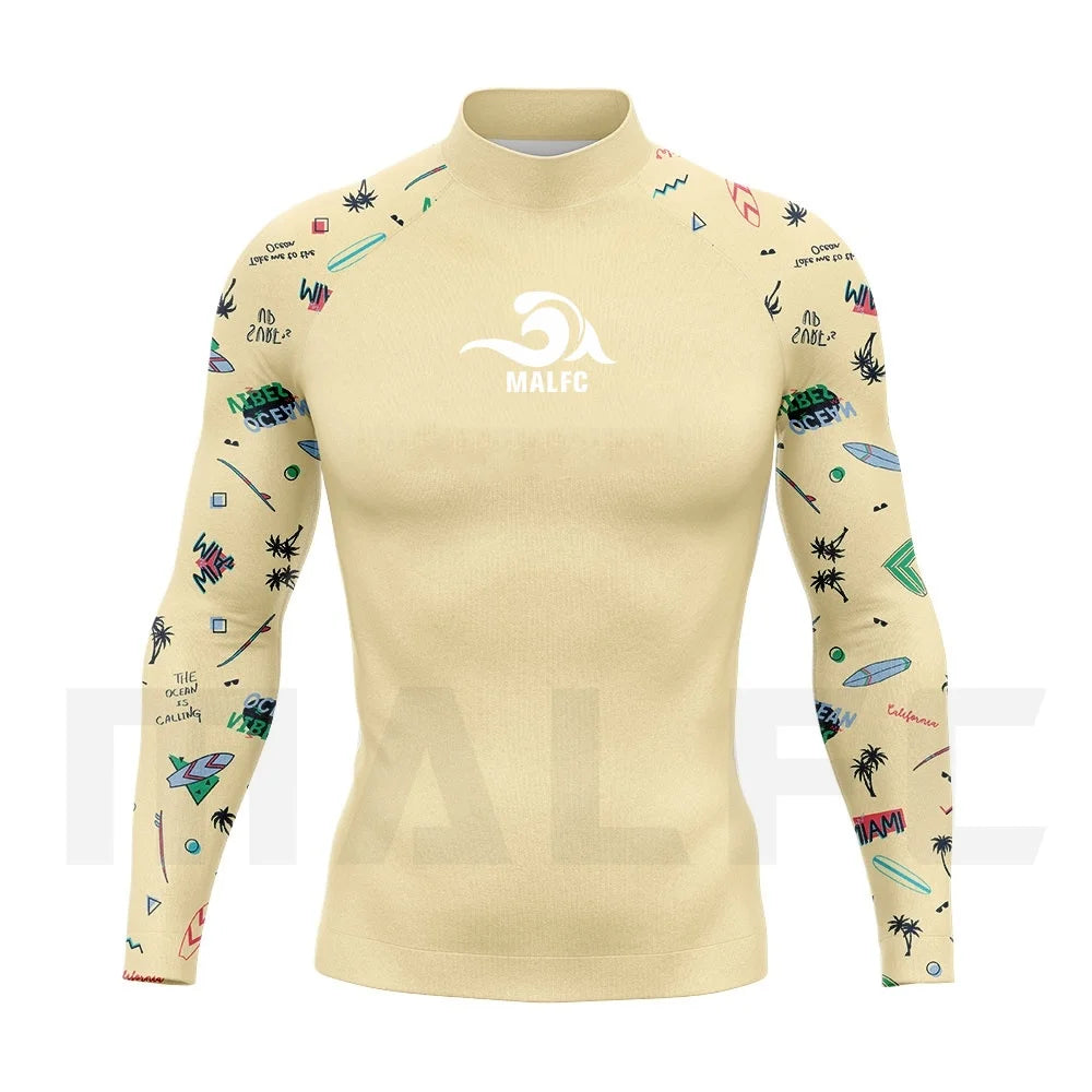 MALFC Rash guard for men Surfing Clothes Swimsuit Rashguard Surf Wear UPF 50 Water Sport Long Sleeve T-shirt Swimwear snorkeling