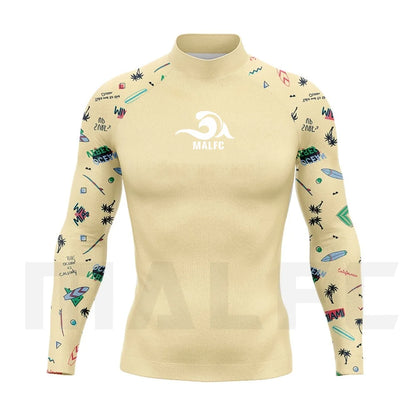 MALFC Rash guard for men Surfing Clothes Swimsuit Rashguard Surf Wear UPF 50 Water Sport Long Sleeve T-shirt Swimwear snorkeling