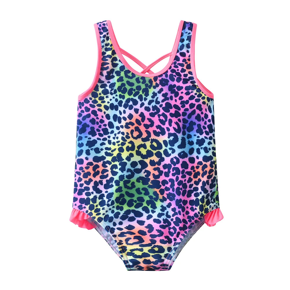 DXTON Girls Star Print Swimwear Girls Summer Vacation Beachwear Bathing Suits One Piece Fashion Cute Bikini for 3 to 10 Years