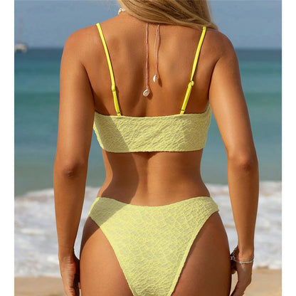XS - L Wrinkled Brazilian Cut Out Bikini Women Swimwear Female Swimsuit Two-pieces Bikini set Bather Bathing Suit Swim