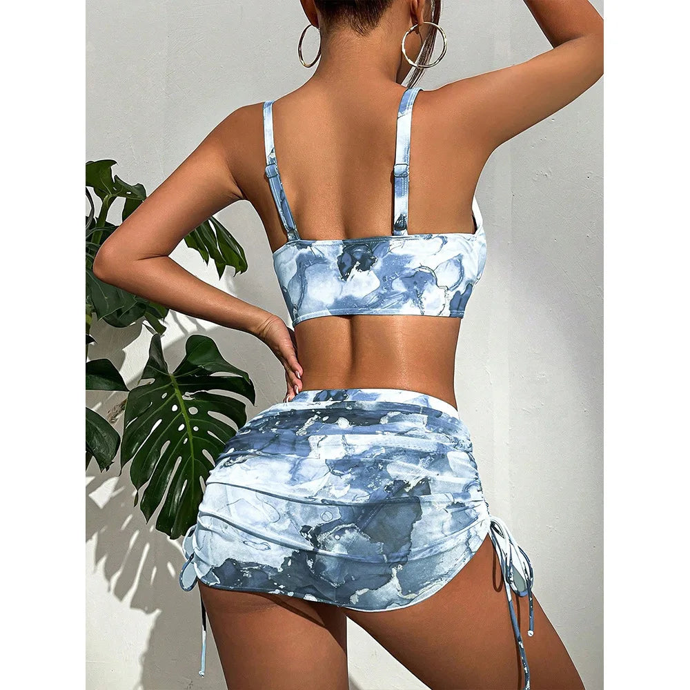 3 pieces Micro Bikini And Skirt Women Swimsuit Female Swimwear Thong Bikinis Set Brazilian Beach Wear Bathing Suit Biquini