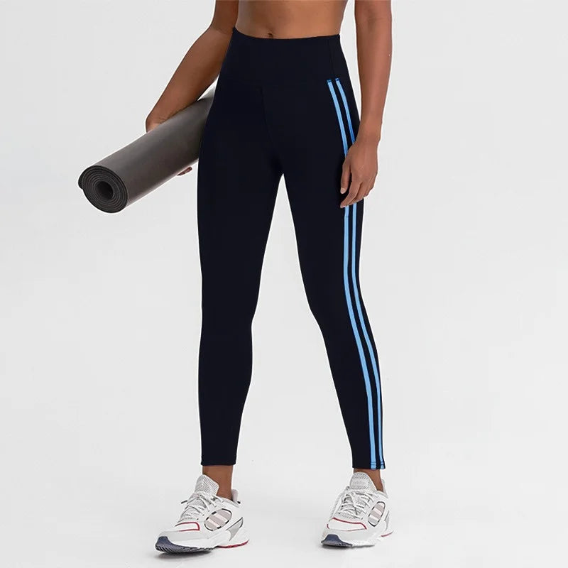 Side Lines Yoga Legging High Waisted Leggings for Women Buttery Smooth Soft Women Solid Yoga Stretchy Gym Tight Stripe