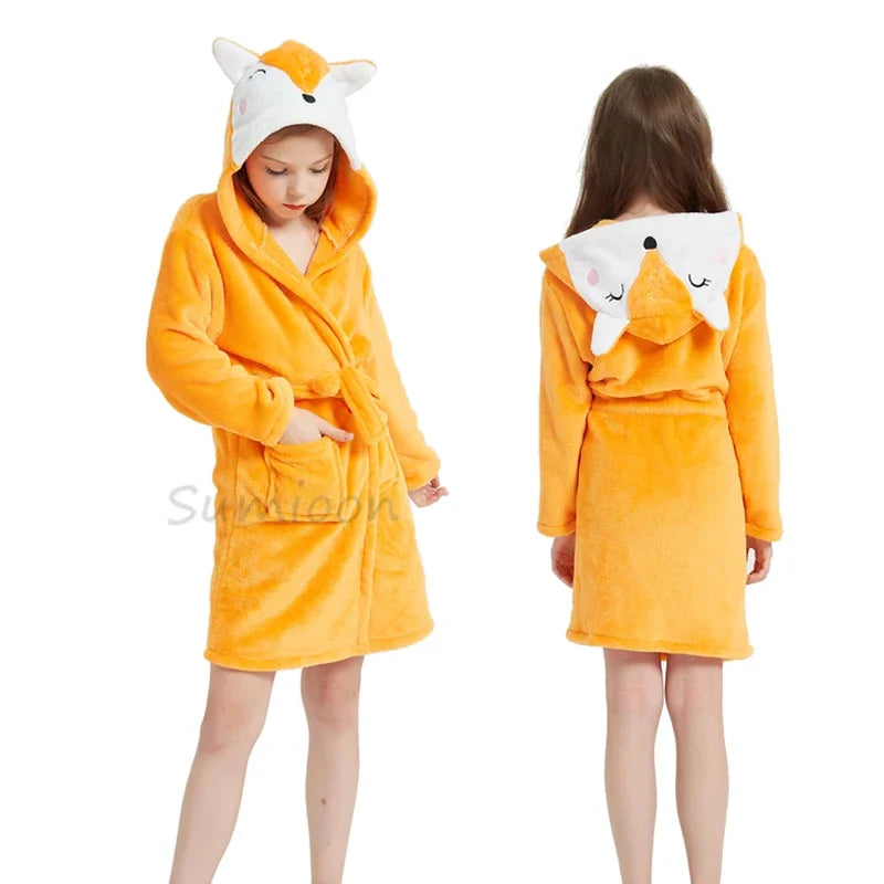 Children Bath Robe Baby Towel Children's Unicorn Hooded Bathrobes for Boys Girls