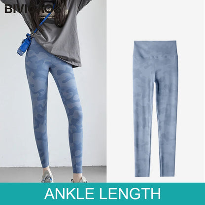 BIVIGAOS Summer Camouflage Green Sharkskin Biker Shorts Knee Length Short Leggings Women Casual Sports Cycling Shorts