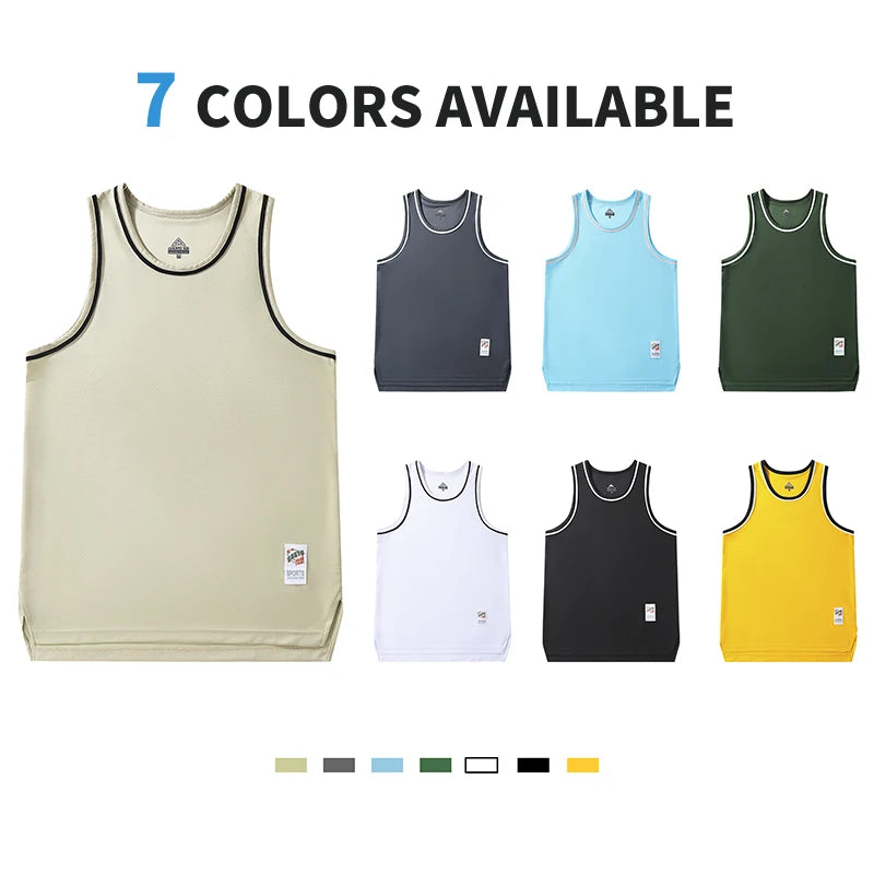 Men's Basketball Vest Clothing Oversized Sleeveless T-Shirt Sports Fitness Round Neck Tank Top Muscle Training Running Vest