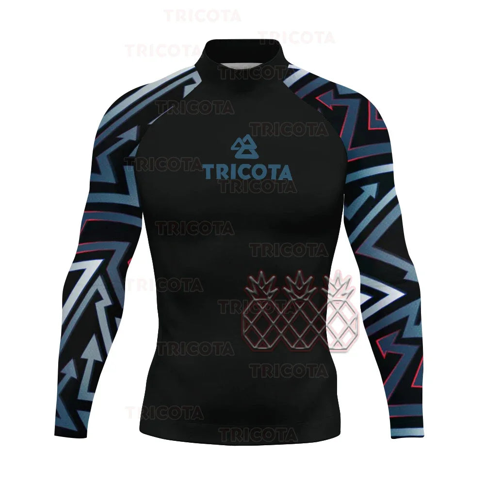 Men's Surfing Tops Swimming Diving T-Shirts Tight Long Sleeve Rash Guard Swimwear UV Protection Surfing Clothing Beach Floatsuit
