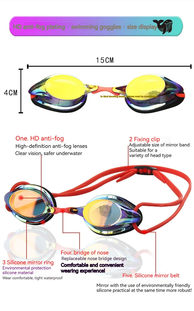 Water Sports Racing Anti-Fog Waterproof High-Definition Swimming Goggles Men'S And Women'S Swimming Goggles Swimming Supplies