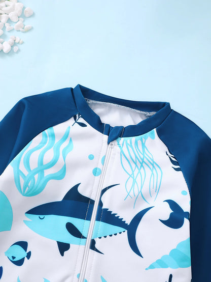 Baby Boy Swimsuit Set with fish Design Bathers.