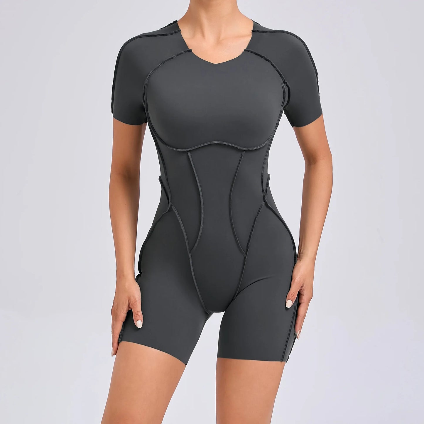 Women's One-piece chest pad Yoga Jumpsuit leggings Short sleeve Backless Slim Fit Sports Outfit High elasticity soft comfort
