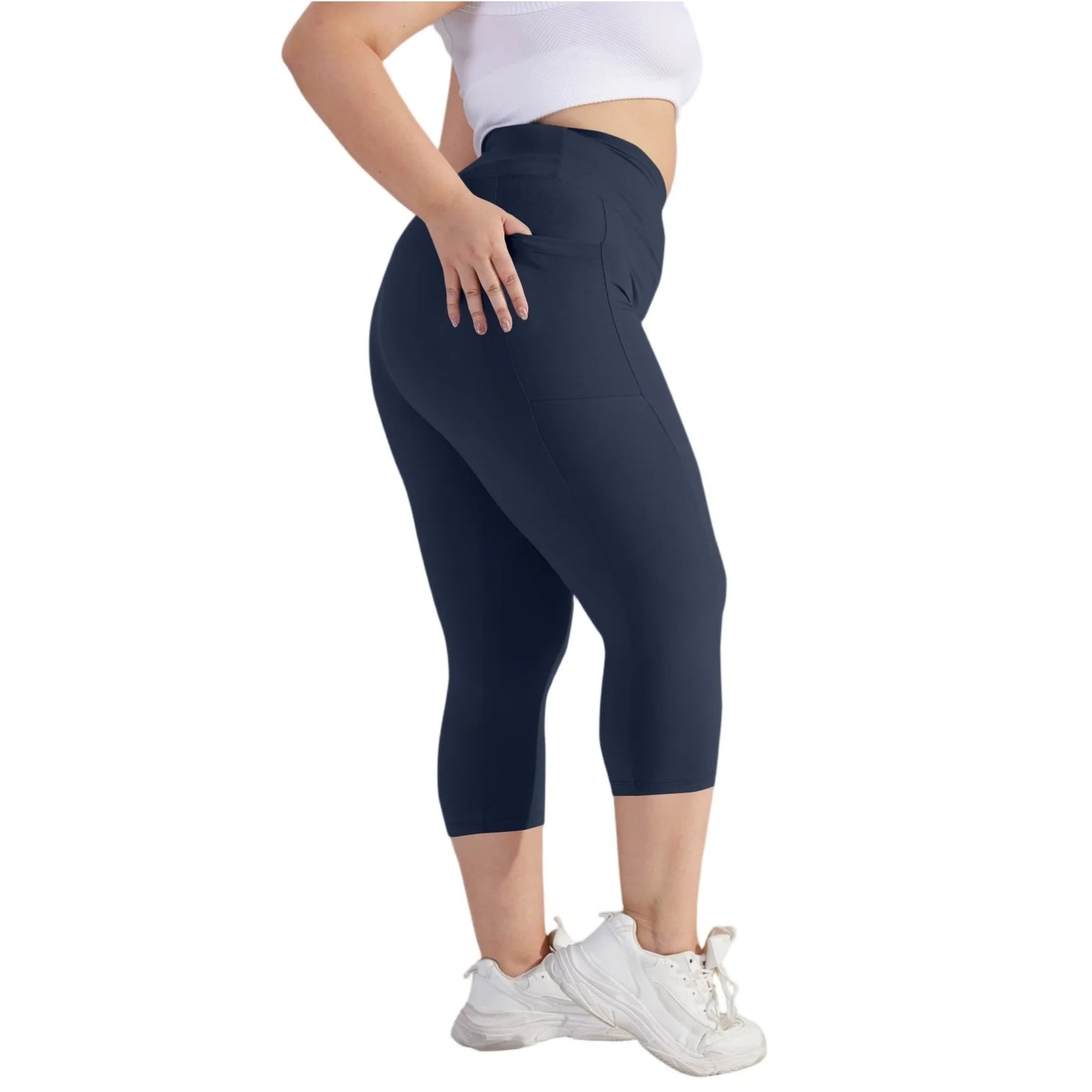 Plus size yoga pants for women Leggings fitness yoga pants with pocket summer sports cropped trousers