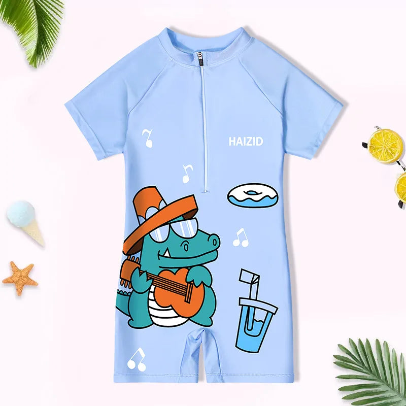 Kids Swimsuit Cute Cartoon Boy Girl One-piece Swimsuit Small, Medium and Big Kids Swimsuit Baby One-piece Swimsuit