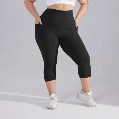 Plus size yoga pants for women Leggings fitness yoga pants with pocket summer sports cropped trousers
