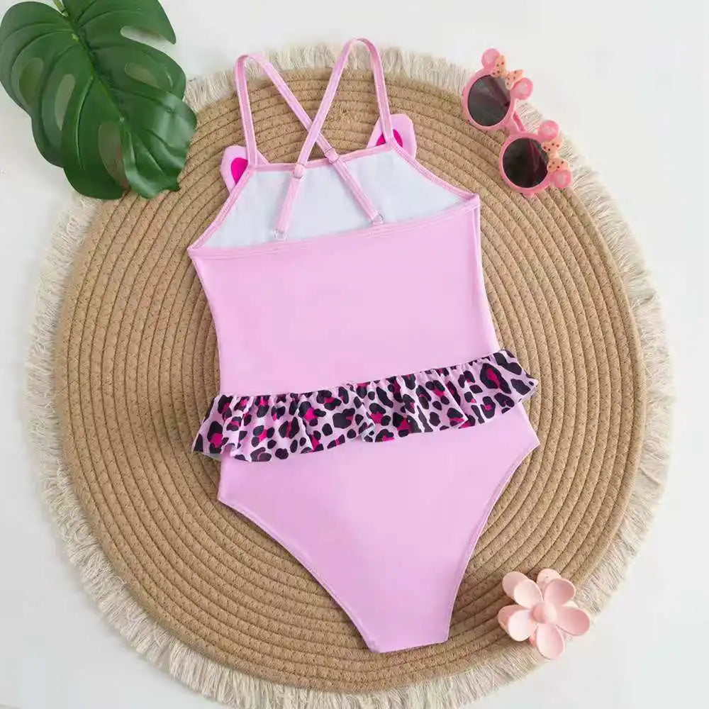 Padded Girls Swimsuit One Pieces Strappy Pink Swimwear Female Children's Bathers Bathing Swimming Swim Suit Beachwear