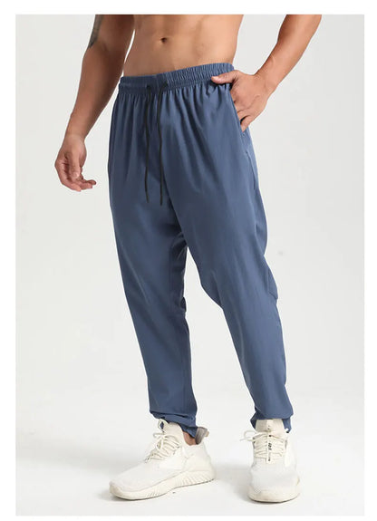 Men Gym Jogging Sport Pants Thin Loose Quick-Dry Long Exercise Clothing Zipper Pockets Training Bodybuilding Trouser Marathon