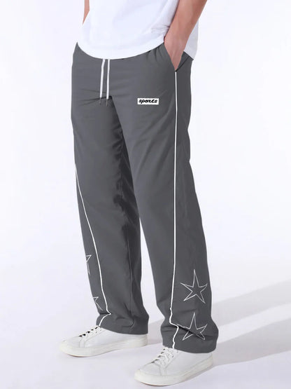 European American High Street Embroidered Pants for Men's Sports and Casual Trousers