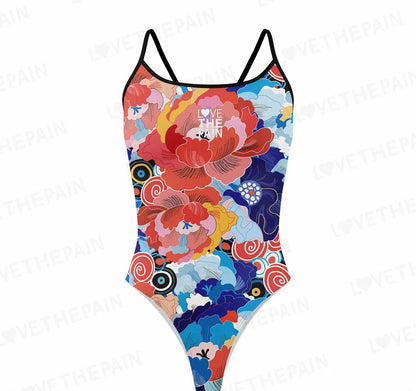Love The Pain Spaghetti straps Women Swimwear Back Swimsuit One Piece Comfortable Suit printing Functional Swimwear