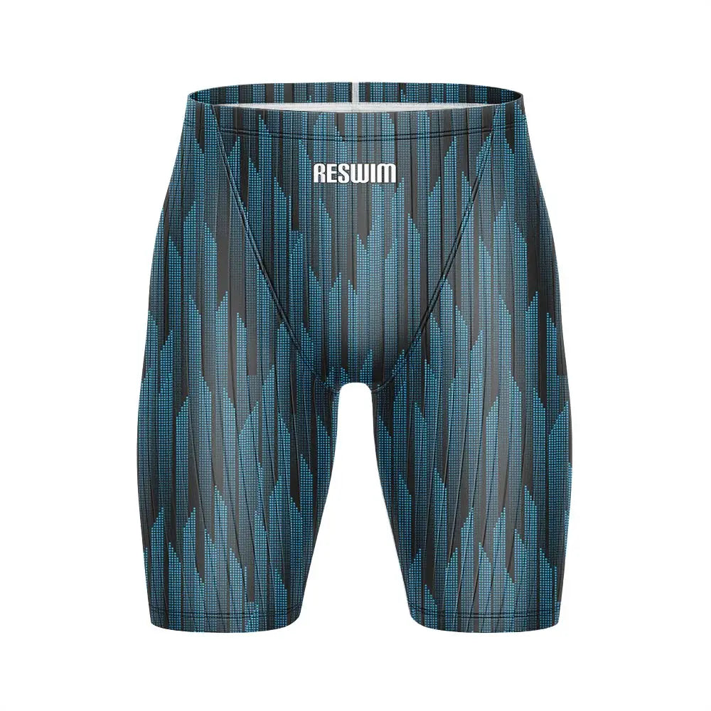 Summer Men's Pro Swim Jammer Athletic Practice Knee-Length Swimsuit Short Lycra Swimming Trunks Beach Tights Shorts Surf Pants