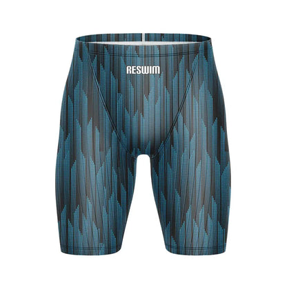 Summer Men's Pro Swim Jammer Athletic Practice Knee-Length Swimsuit Short Lycra Swimming Trunks Beach Tights Shorts Surf Pants