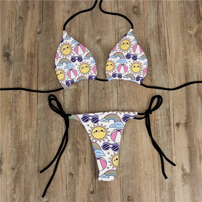 Summer Women Biquini Two Piece Suits Bikini Swimsuit Swimwear Lace Up Bikinis Set Backless Bathing Suit For Female