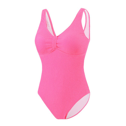 Womens One Piece Swimsuit Swim Leotard Sleeveless Low U Back Soft Cup Textured Monokini Bathing Suit for Beach Tropical Travel