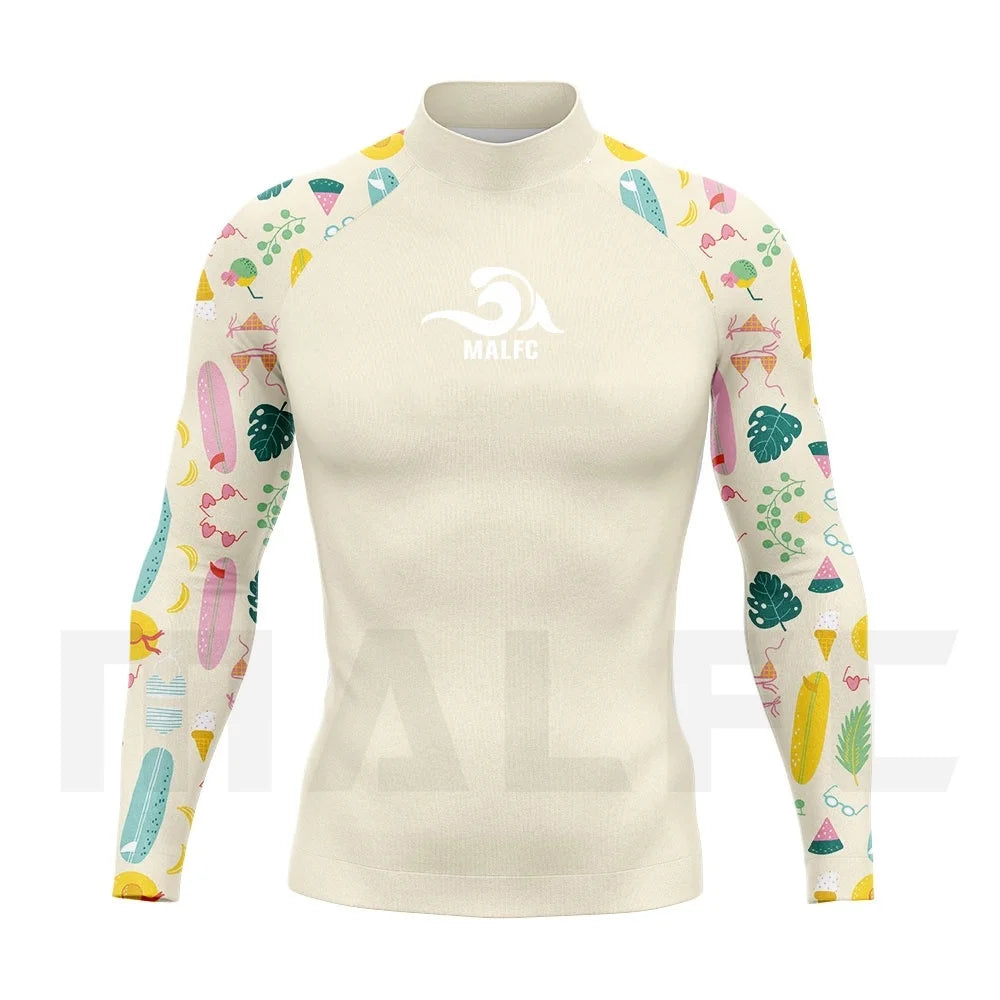 MALFC Rash guard for men Surfing Clothes Swimsuit Rashguard Surf Wear UPF 50 Water Sport Long Sleeve T-shirt Swimwear snorkeling
