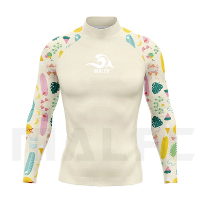 MALFC Rash guard for men Surfing Clothes Swimsuit Rashguard Surf Wear UPF 50 Water Sport Long Sleeve T-shirt Swimwear snorkeling