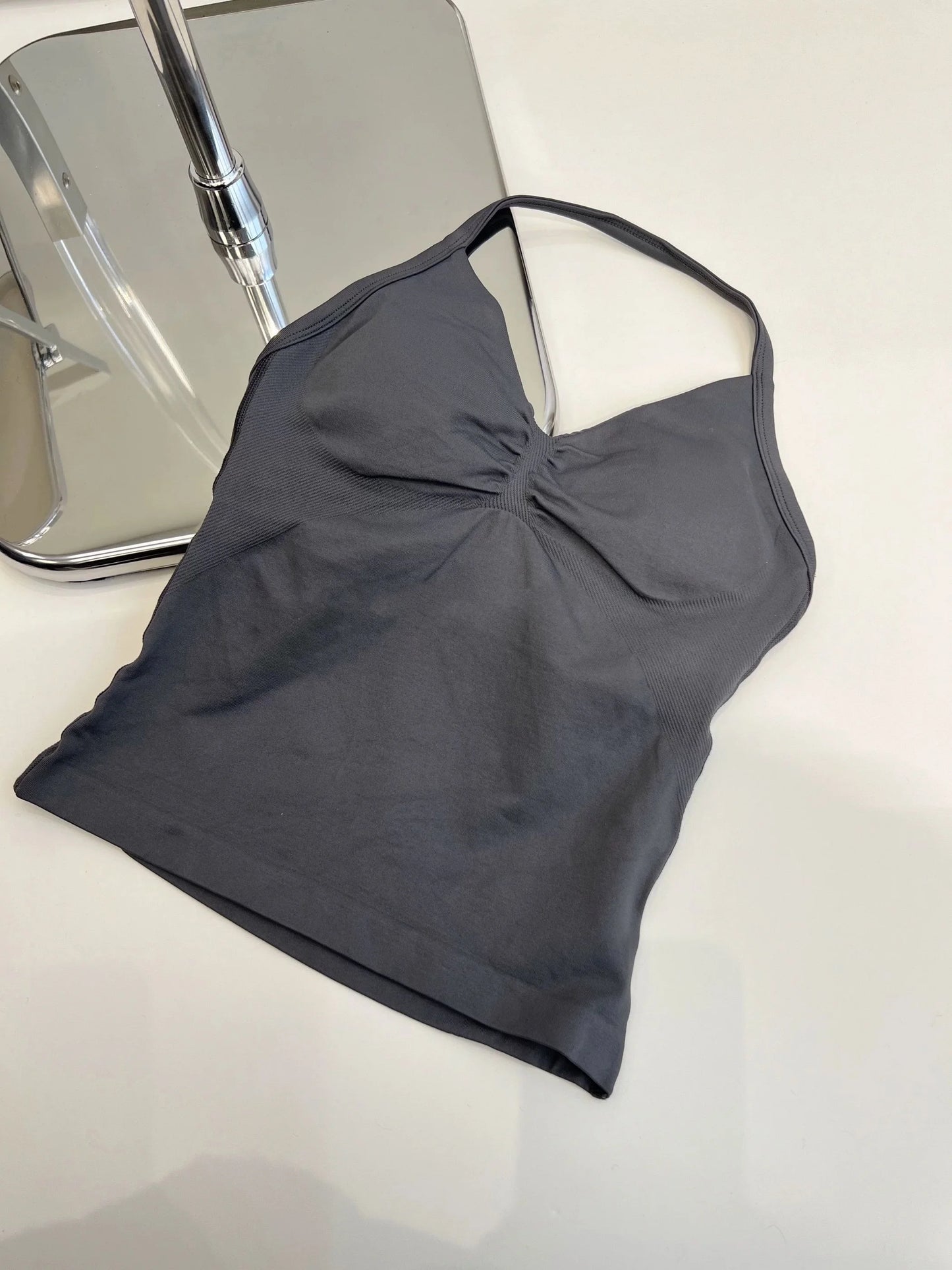 Longline Strappy Gym Top Custom Logo Backless Gym Clothes Women Scrunch Built-in Bra With Removable Cups Yoga Tank Tops