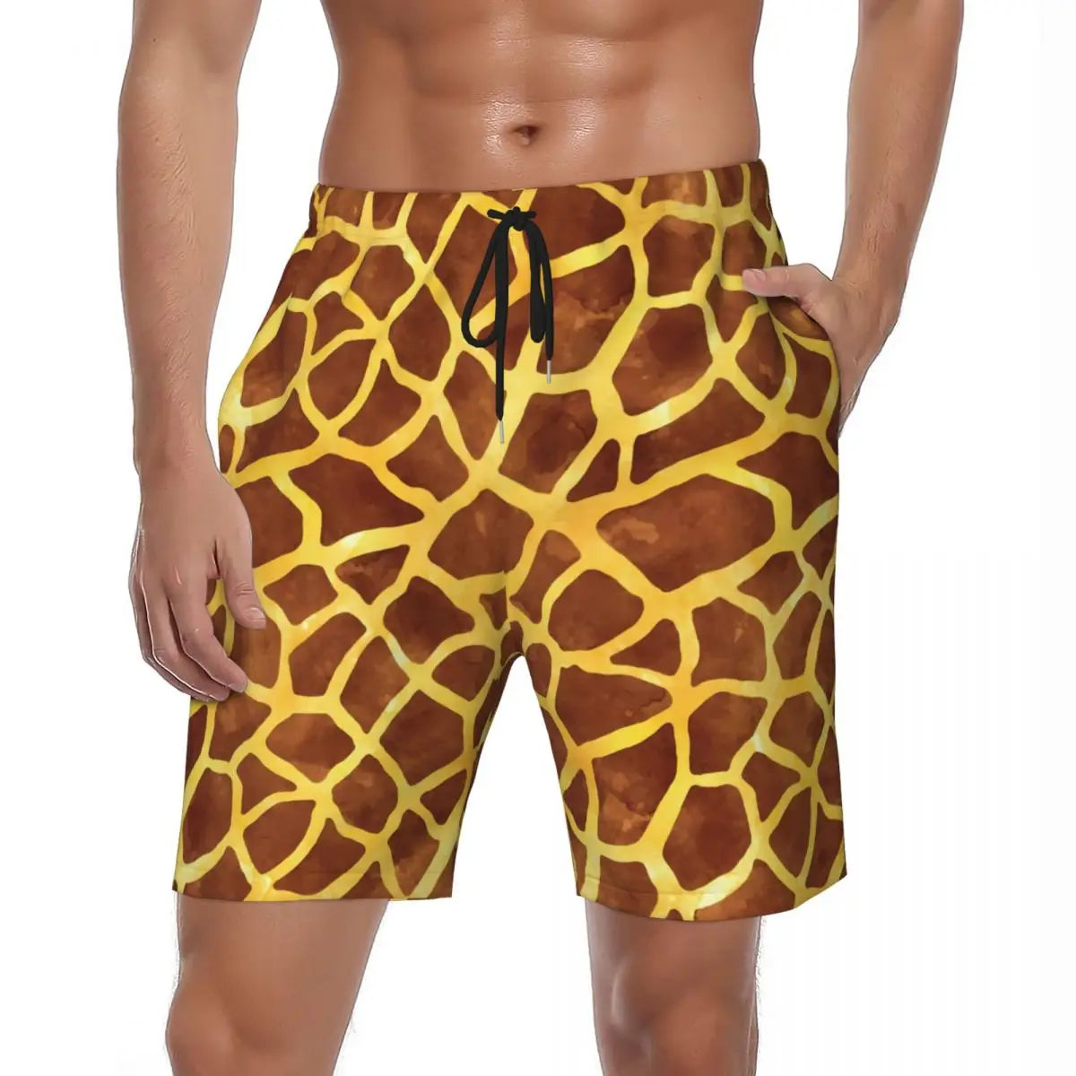 Rainbow Giraffe Board Shorts Summer Animal Print Board Short Pants Men Printed Running Surf Breathable Swim Trunks