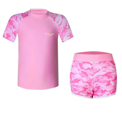 Children's Camouflage Print Swimsuit, Two Pieces Swimsuit, Sports Swimwear, Korean Version, Girls Fashion
