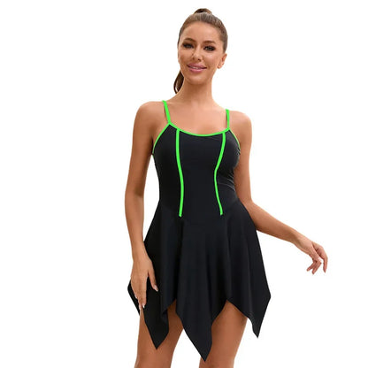 Two Piece Tankini Bathing Suits for Women Tummy Control Swimsuits Solid Bathing Suit Skirt Swimwear
