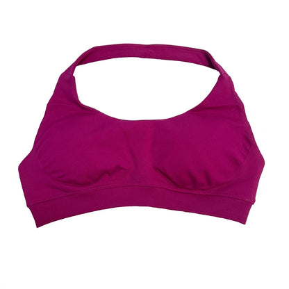 Halter Sports Bra for Women Neck Strap Bra Seamless Open Back Top Medium Support Gym Crop Top Stretchy Sportswear