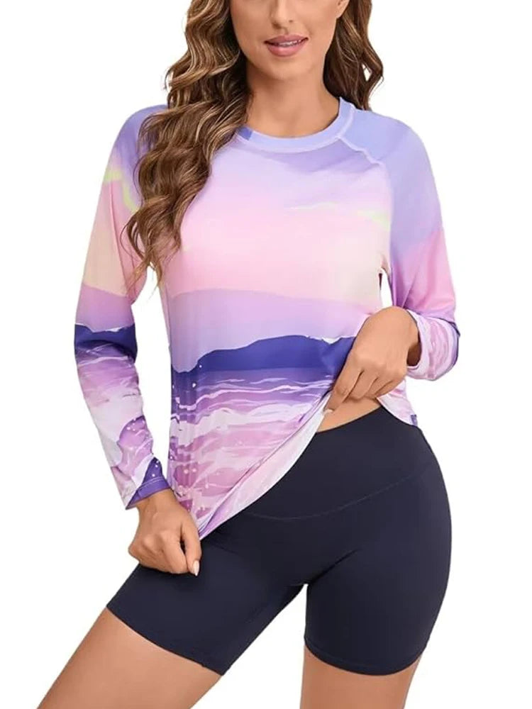 Women Long Sleeve Rashguard Swim Shirts Womens Swimwear Surf Rushguard Top Quality UV-Protection Rush Guard Tops