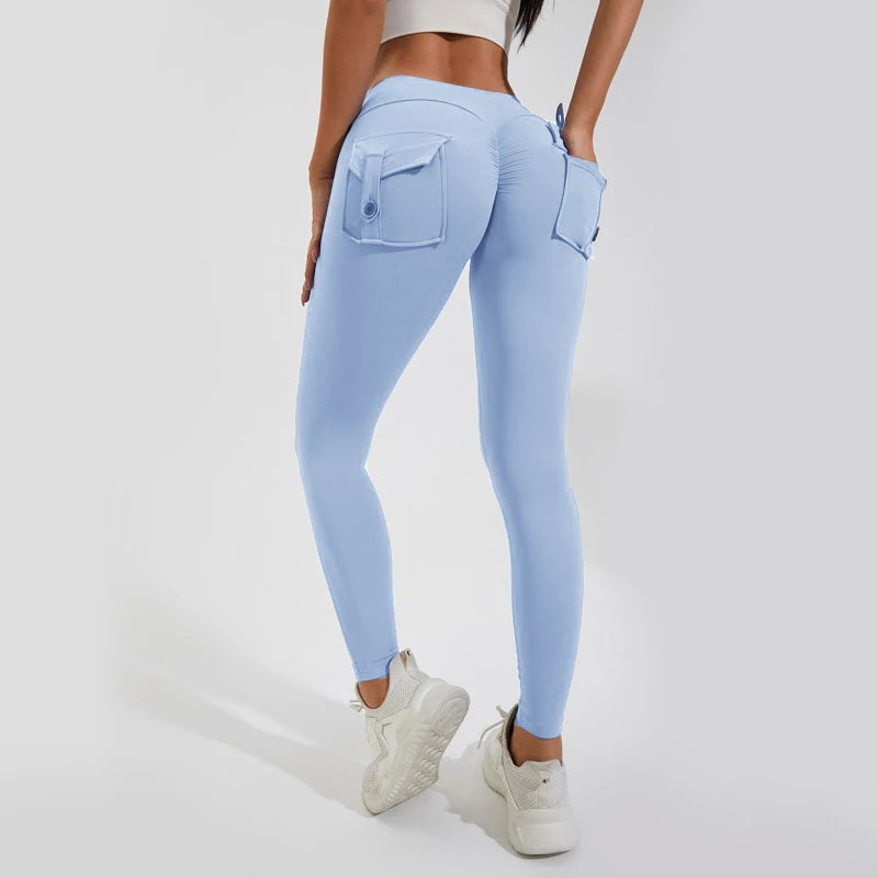 Scrunch Women Button Booty Pocket Sports Yoga Shorts Cycling Jogging Fitness High Waist Squat Proof Gym Active Leggings