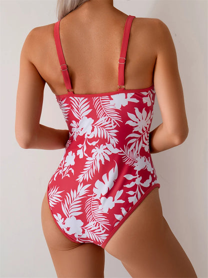 Floral Print One Piece Swimsuit Women Fashion Conservative Swimwear Female Bathing Swimming Bodysuit Beach Wear Summer